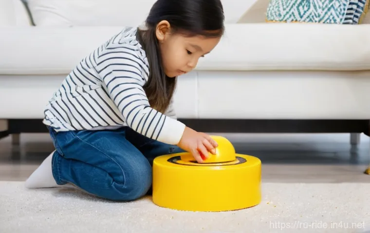 승용완구 미끄럼 방지 - **Prompt:** A cheerful toddler, around 3 years old, confidently riding a vibrant red push car indoor...