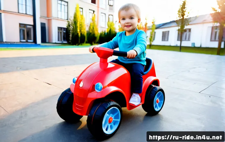 승용완구 대형 모델 - Photorealistic large ride-on toy car for toddlers, sturdy oversized red plastic body with wide wheel...